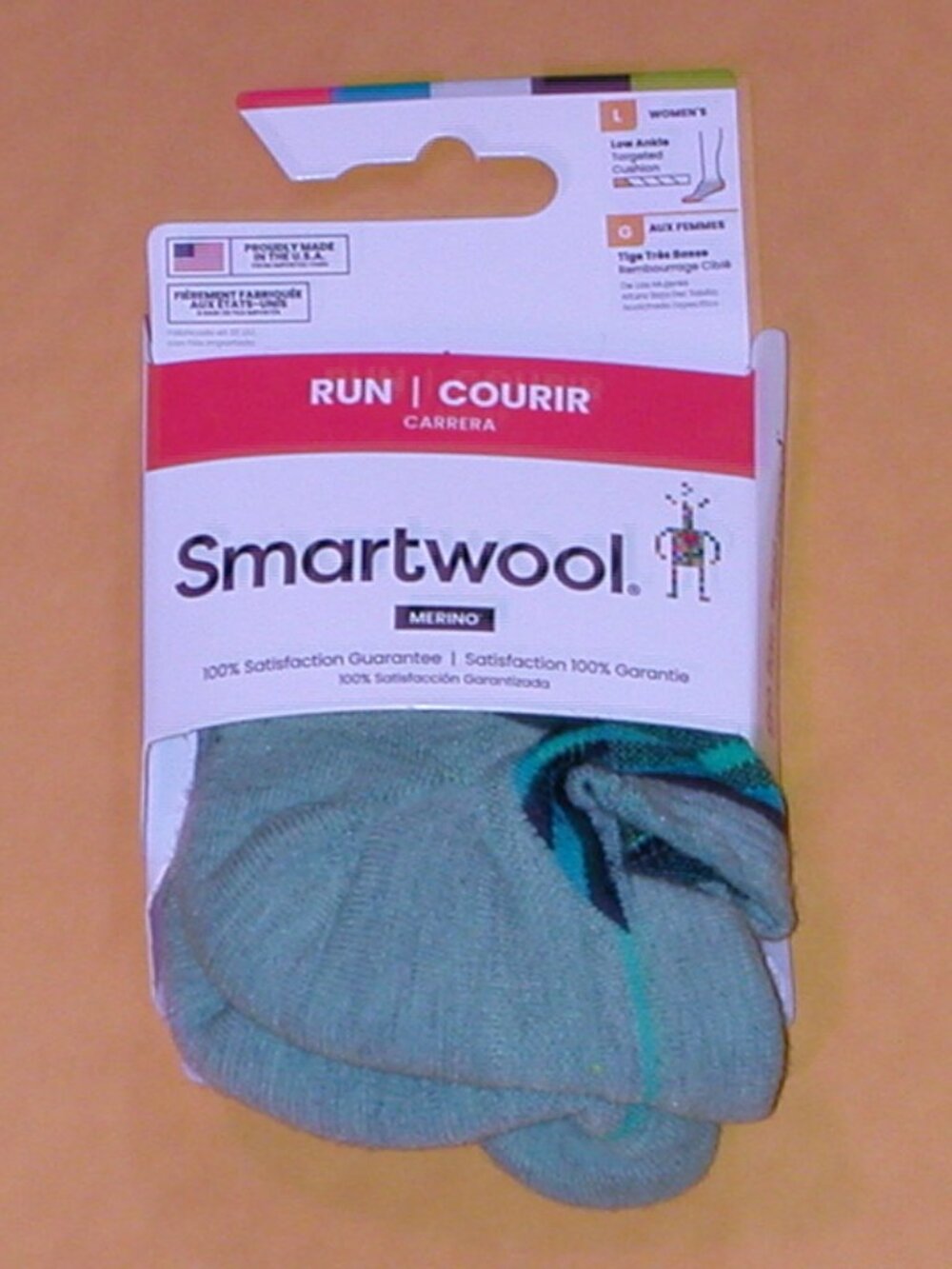 SmartWool Run Merino Targeted Cushion Pattern Low Ankle Socks Women's Large NWT